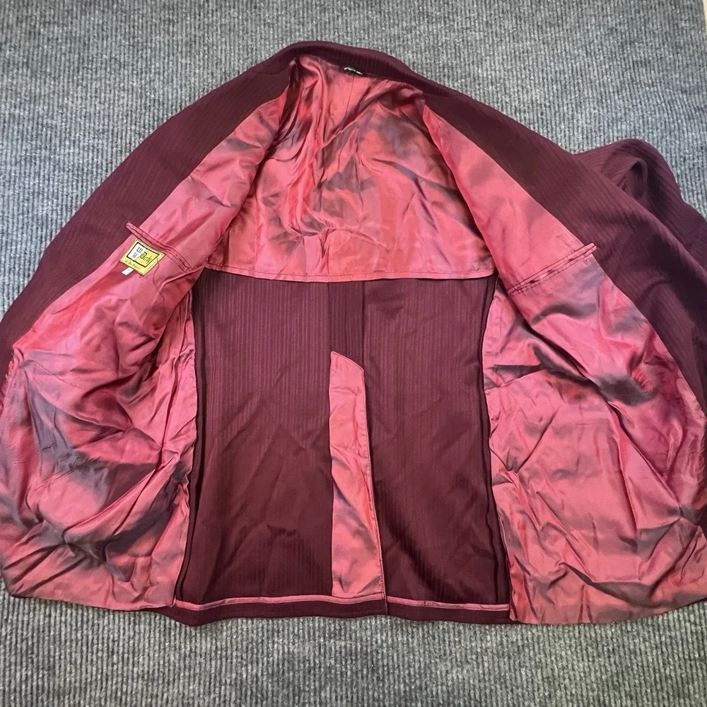 Vintage Derby of San Francisco Blazer 46L Burgundy Gold Crest Buttons 80's 90's